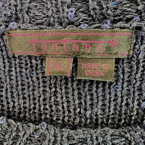 Fontana Womens Lightweight Tunic Sweater M/L Blue All Over Sequins - Picture 4 of 6